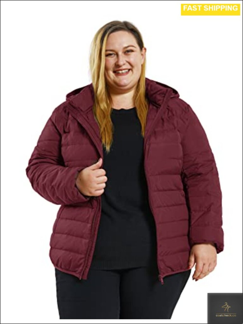 Plus Size Packable Lightweight Down Coat with Detachable Hood